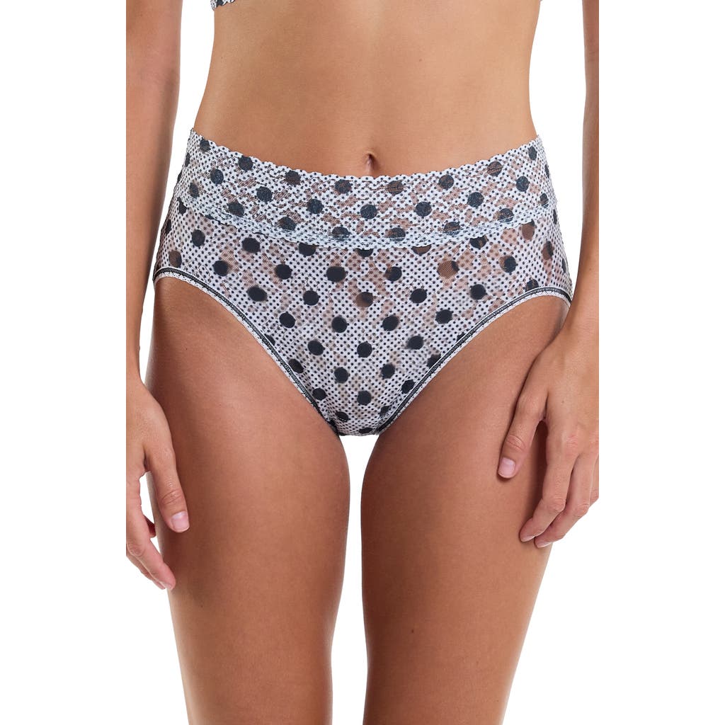 Hanky Panky Printed Signature Lace French Brief In Pinpoint White
