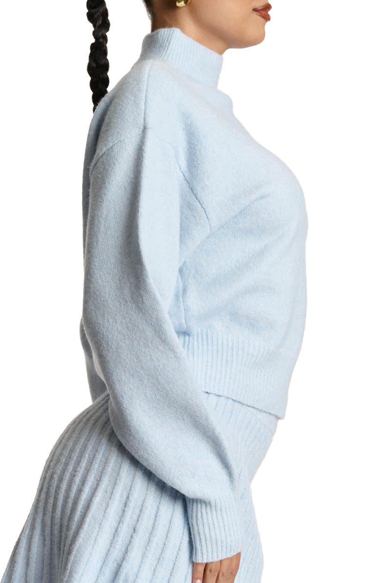 Naked Wardrobe Crop Turtleneck Sweater, Alternate, color, Chambray