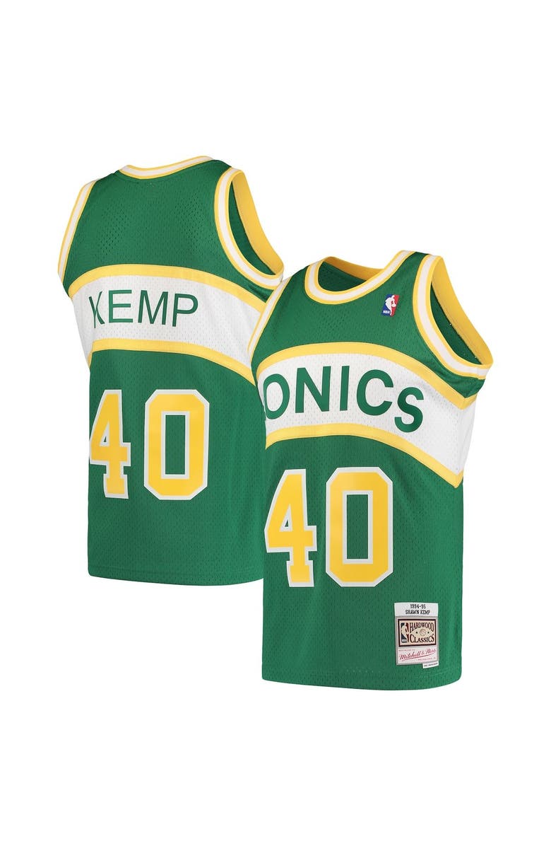 Mitchell & Ness Men's Mitchell & Ness Shawn Kemp Green Seattle SuperSonics Hardwood Classics 1994-95 Swingman Jersey, Alternate, color, Green