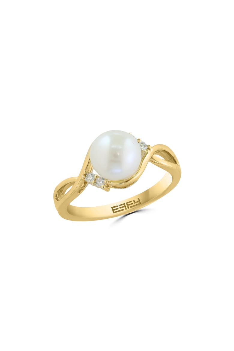 Diamond & Freshwater Pearl Ring, Main, color, WHITE