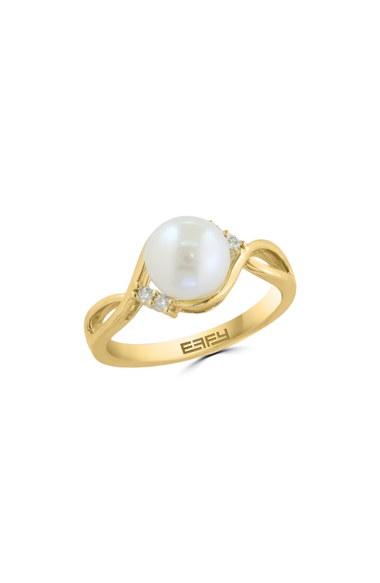 EFFY Diamond & Freshwater Pearl Ring, Main, color, White