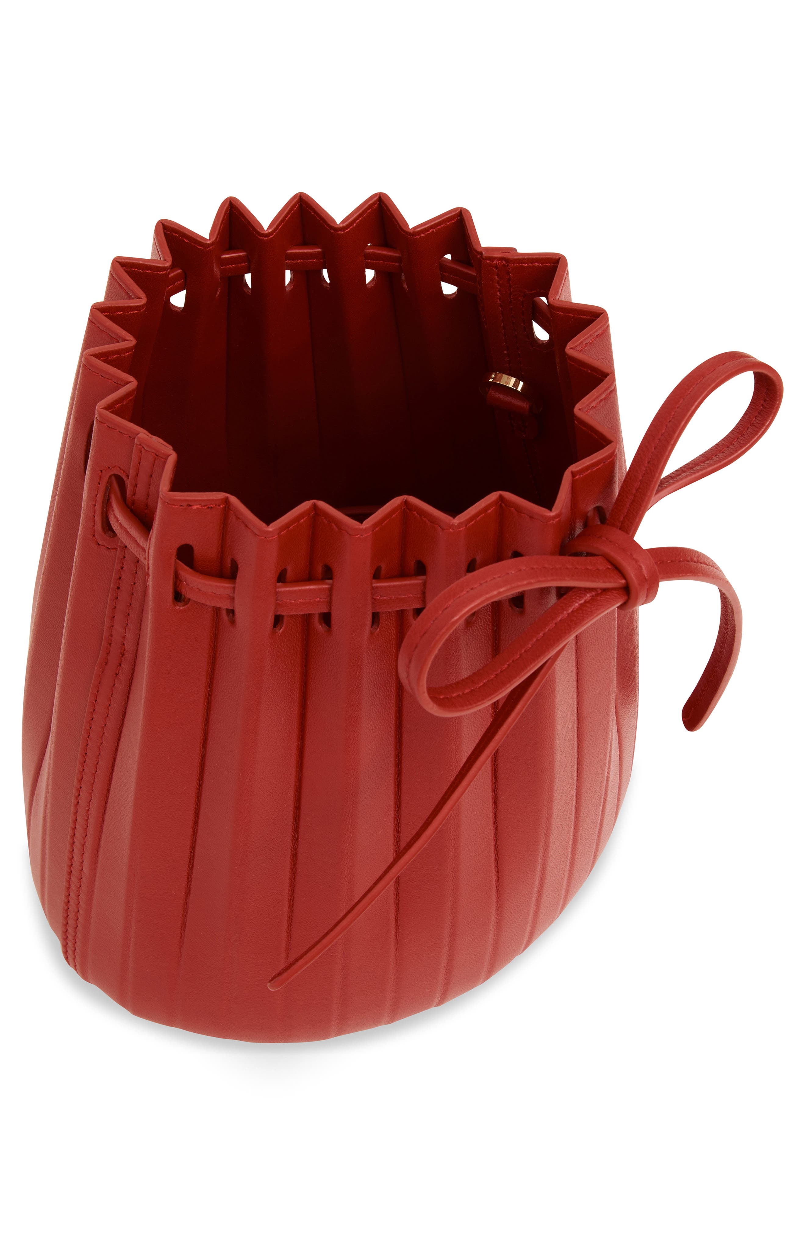 Mansur Gavriel Mini Pleat Leather Bucket Bag, Alternate, color, 