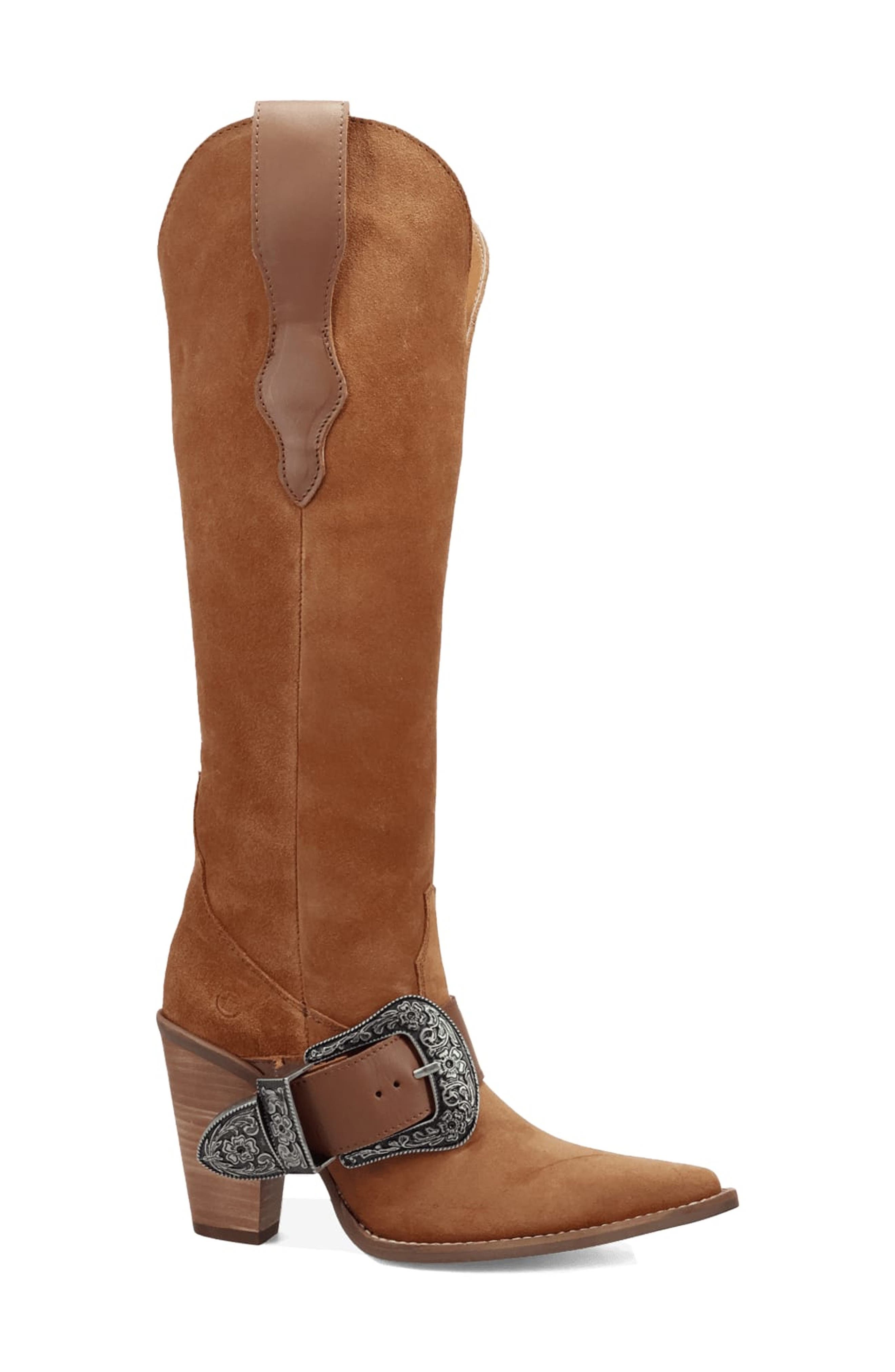 Yeehottie Over the Knee Western Boot, Alternate, color, CAMEL