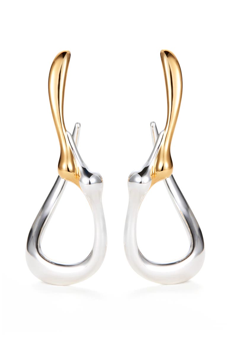 Egret Hoop Earrings, Main, color, TWO-TONE