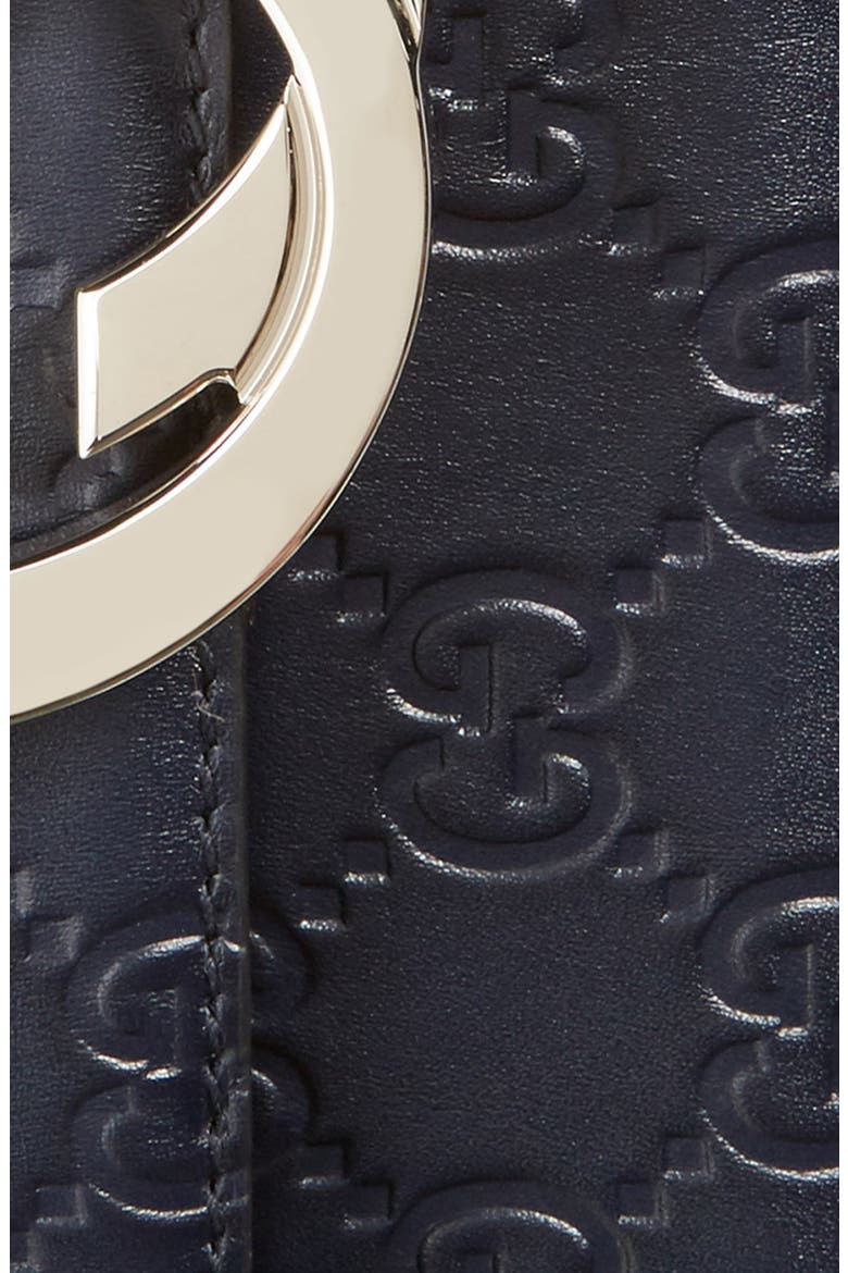 Interlocking G Buckle Logo Embossed Leather Belt, Alternate, color, BLUE