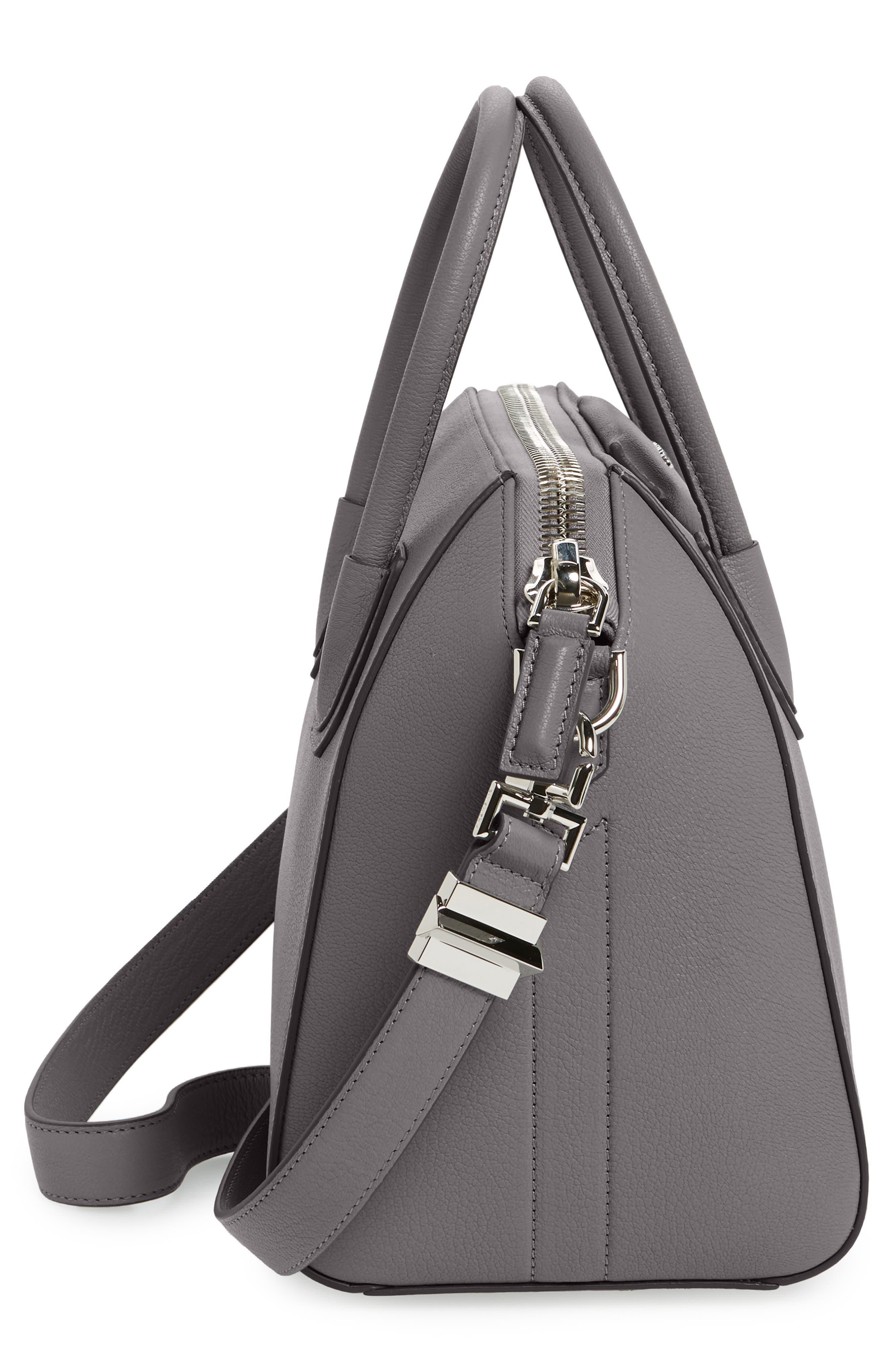 Small Antigona Leather Satchel, Alternate, color, HEATHER GREY