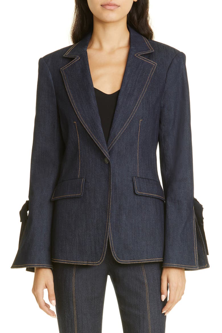 Lou Tie Cuff Denim Blazer, Main, color, INDIGO