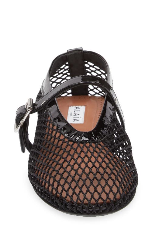 Alaïa Alaia Black Mesh Ballerina With Patent Leather In Black