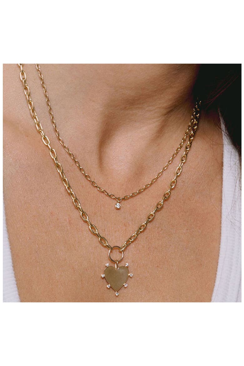 Diamond Bezel Short Pendant Necklace, Alternate, color, YELLOW GOLD