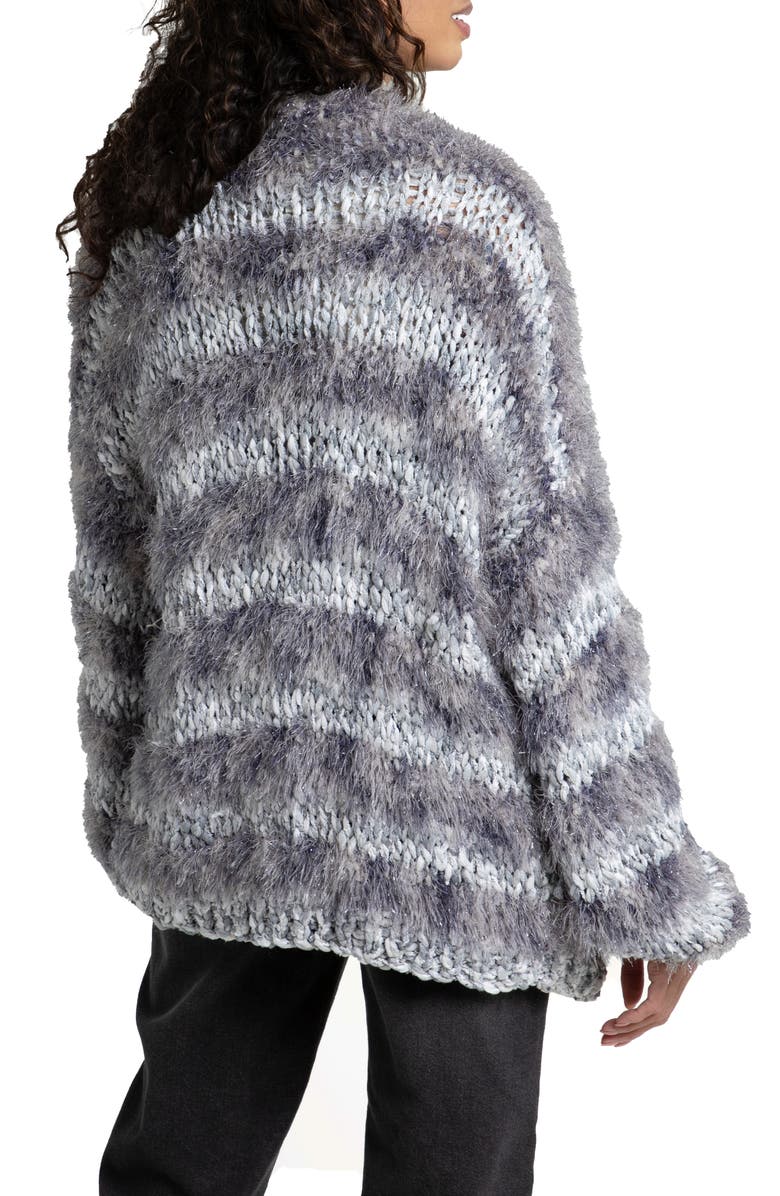 SAACHI Lurex Eyelash Stripe Cardigan, Alternate, color, Grey