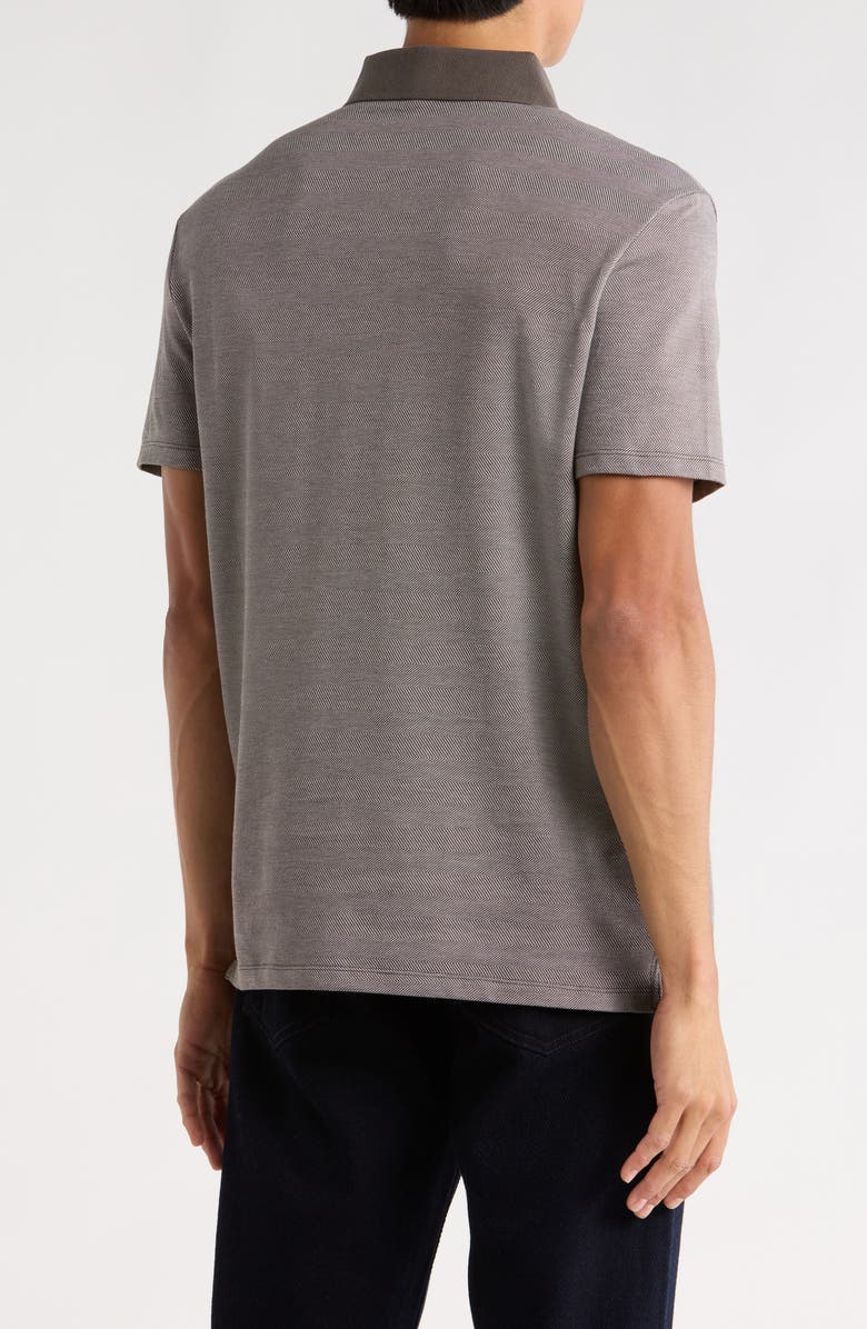 Calvin Klein Iconic Herringbone Cotton Zip Polo, Alternate, color, Beluga