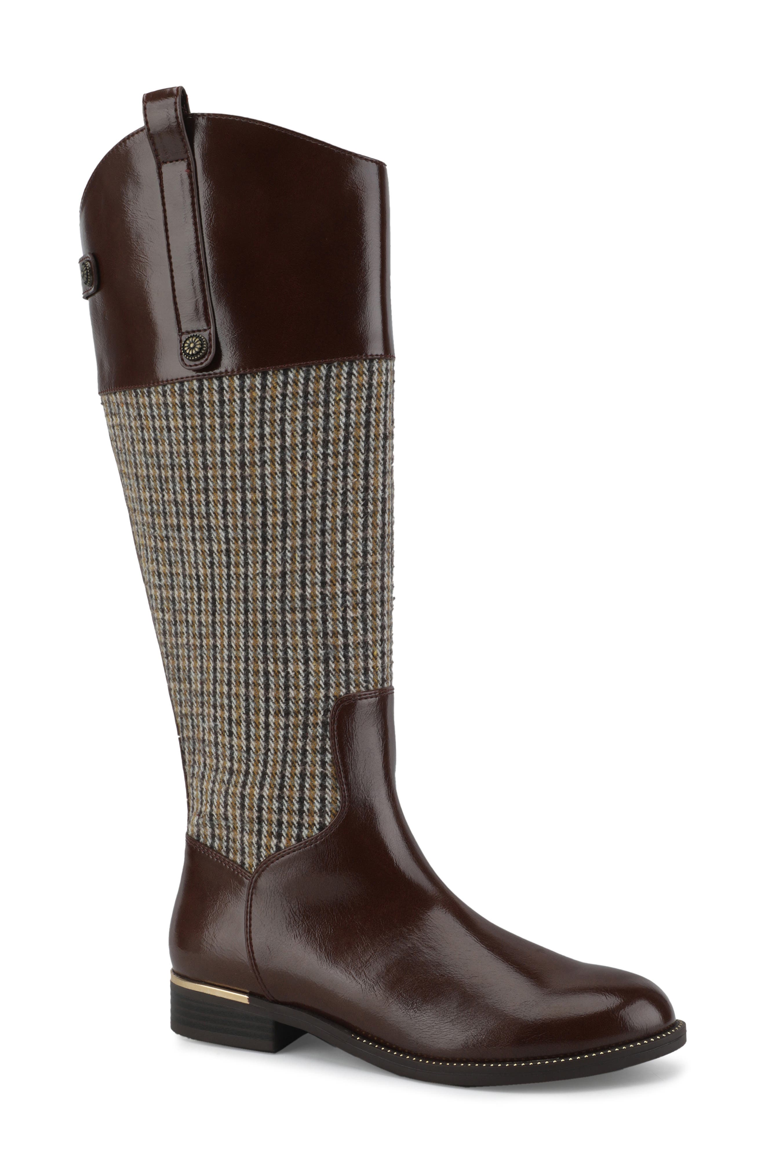 Fog Knee High Leather Riding Boot, Main, color, BROWN