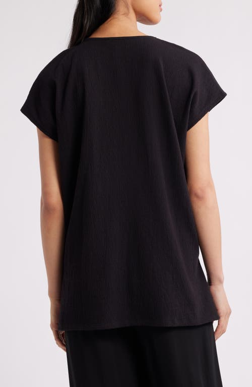 Eileen Fisher Crinkled Organic Cotton Jersey Tunic In Black