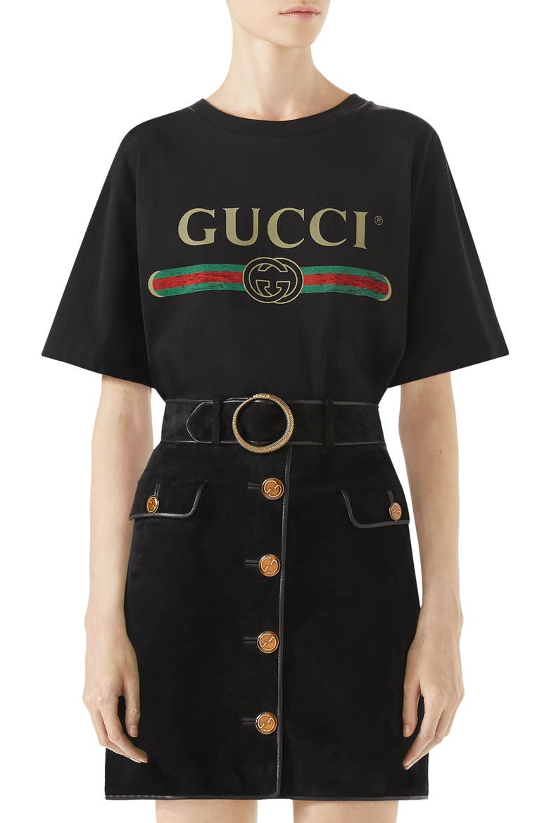 Logo Oversize Cotton Graphic Tee, Main, color, BLACK PRINTED/MULTICOLOR