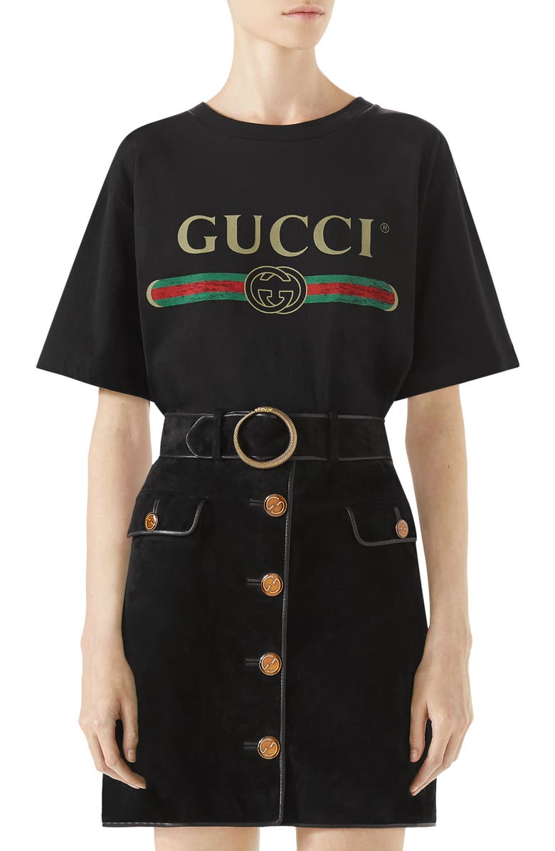 Gucci Logo Oversize Cotton Graphic Tee, Main, color,