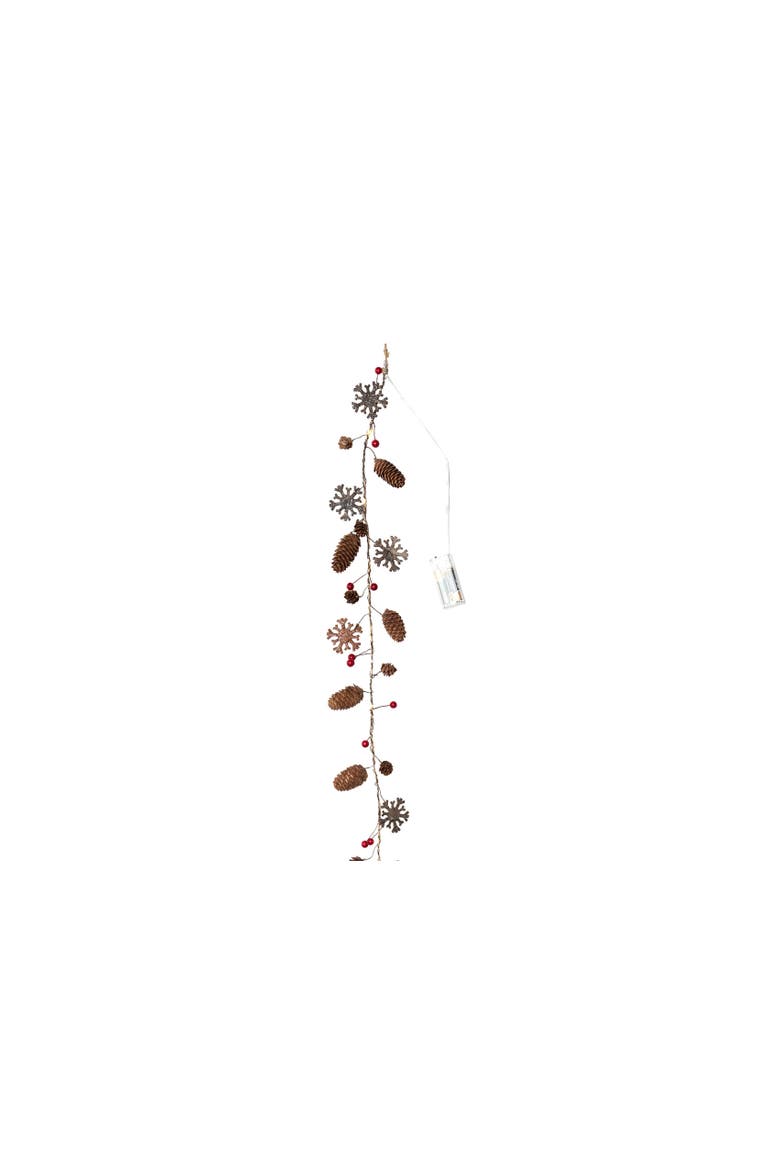 Pinecone Snowflake Led Garland, Alternate, color, Brown