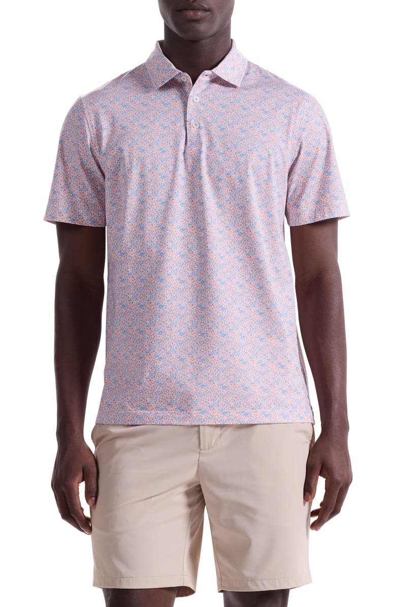 Bugatchi Victor OoohCotton<sup>®</sup> Floral Polo, Main, color, Coral