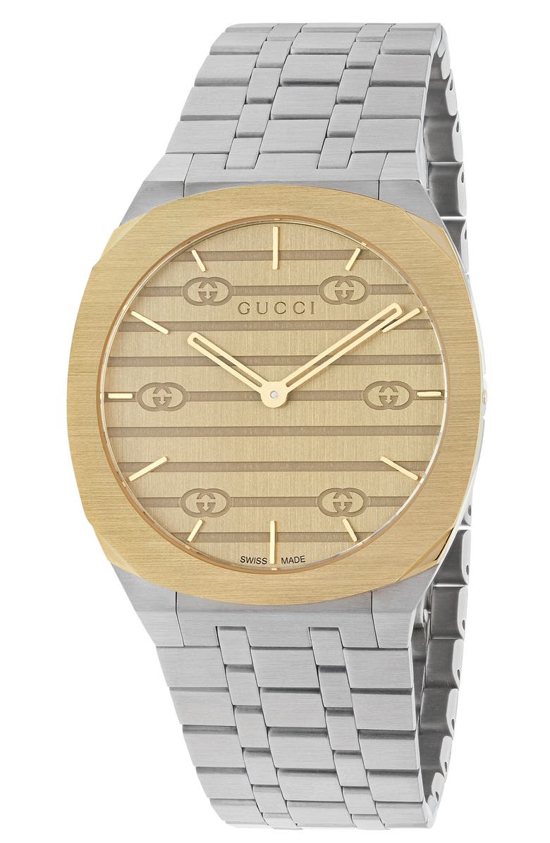 Gucci 25H Two-Tone Stainless Steel Bracelet Watch, 38mm, Main, color,