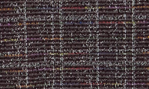 Connected Apparel Plaid Short Sleeve Bouclé A-line Dress In Brown