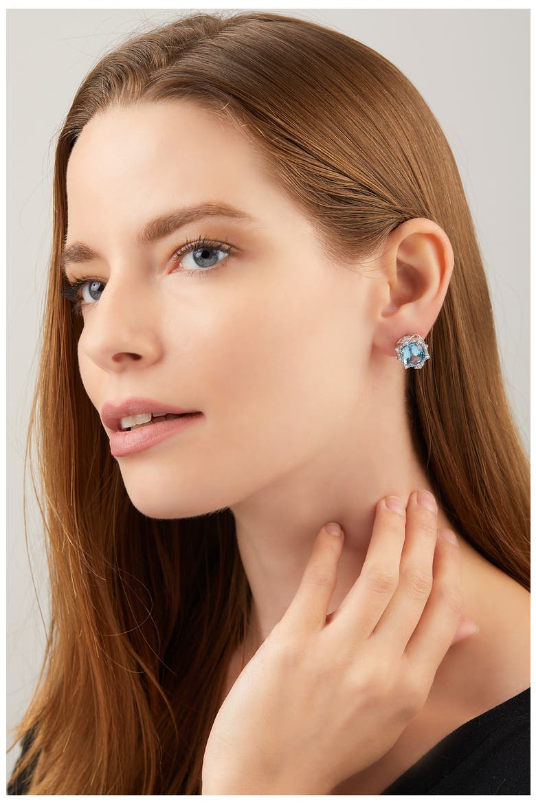 Aquamarine Stud Earrings (Nordstrom Exclusive), Alternate, color, 18K WHITE GOLD