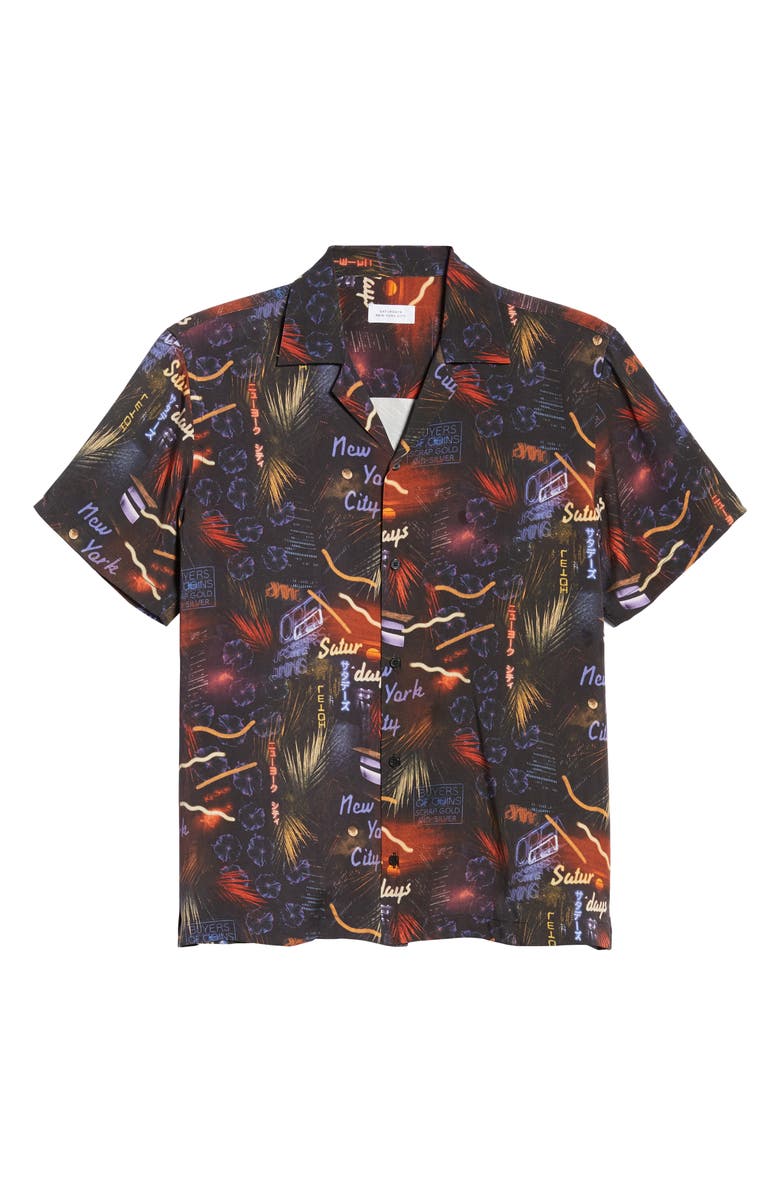 Saturdays NYC Canty Midnight Paradise Short Sleeve Button-Up Camp Shirt, Alternate, color,