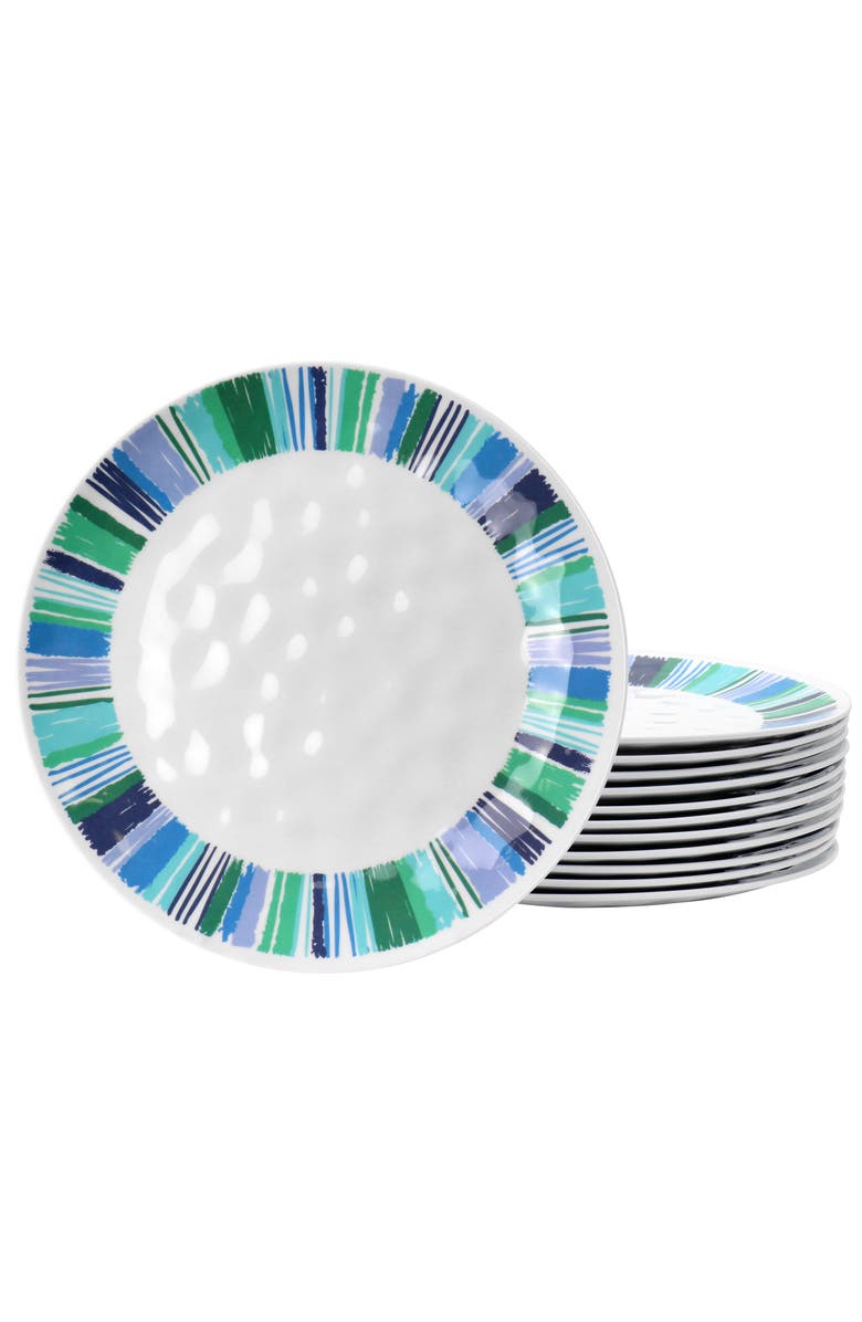 Gibson Home Tropical Sway Orleans 12 Piece 9 Inch Melamine Dessert Plate Set, Main, color, Multi