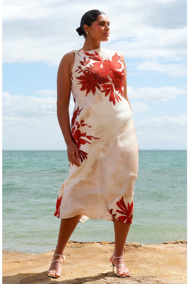 Maisie Floral Cowl Neck Sheath Dress, Alternate, color, NATURAL ROSA