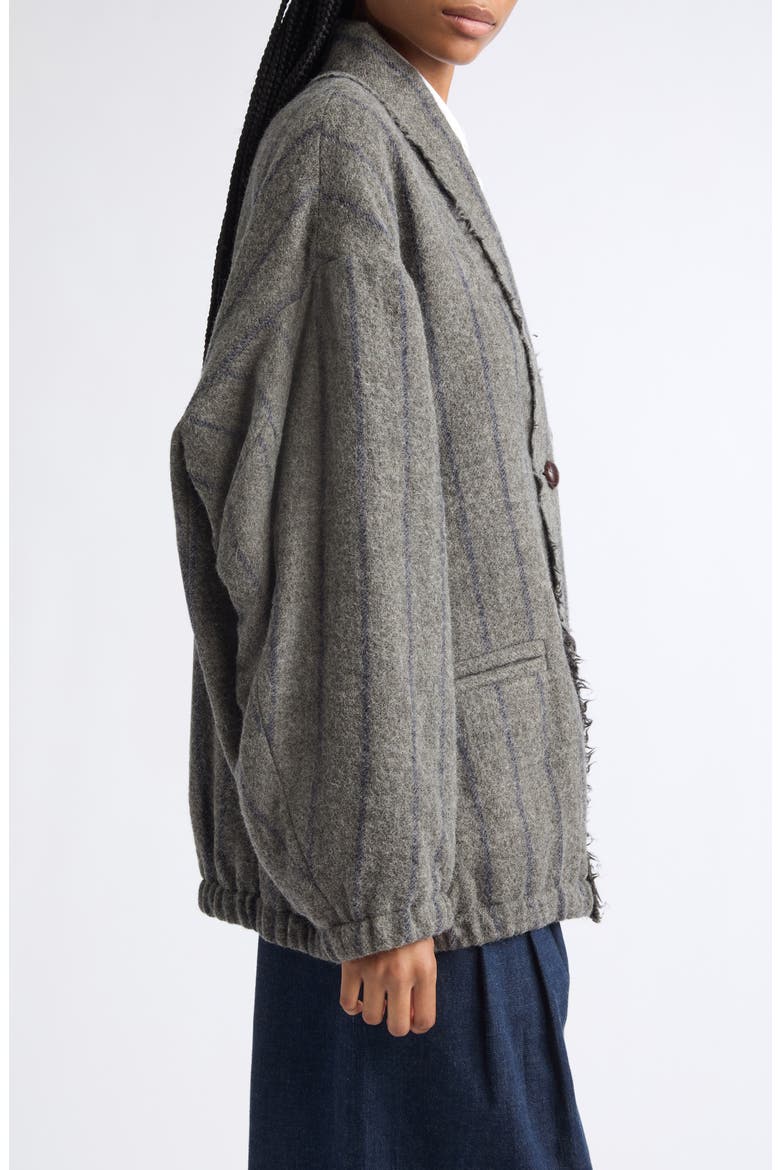 Padded Stripe Wool Cardigan, Alternate, color, GREY AND NAVY STRIPE
