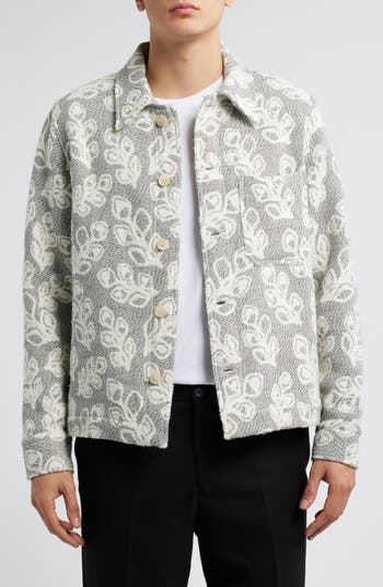 NN07 Rahim 5247 Leaf Jacquard Knit Shirt Jacket | Nordstrom NN07 Rahim 5247 Leaf Jacquard Knit Shirt Jacket | Nordstrom