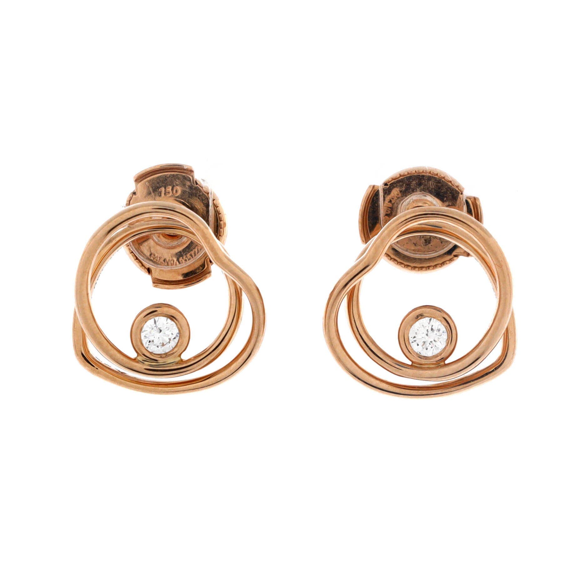 Pre-Owned Hermes Vertige Coeur Stud Earrings 18K Rose Gold with Diamond TPM, Main, color, Rose Gold