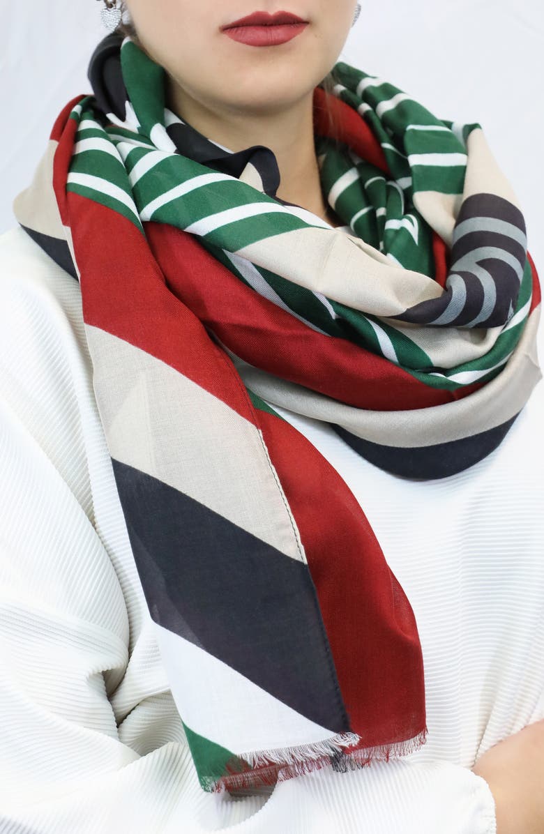 Nicoletta Rosi Reversible Stripe Modal Fringe Scarf, Alternate, color,