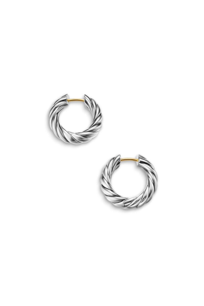 Sculpted Cable Hoop Earrings in Sterling Silver, 18.6mm, Alternate, color, STERLING SILVER