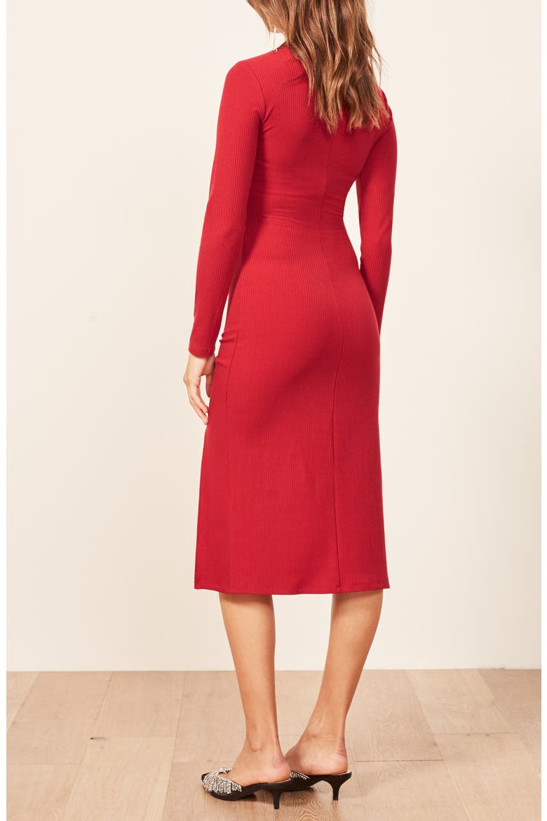 Piazza Ribbed Dress, Alternate, color, CHERRY