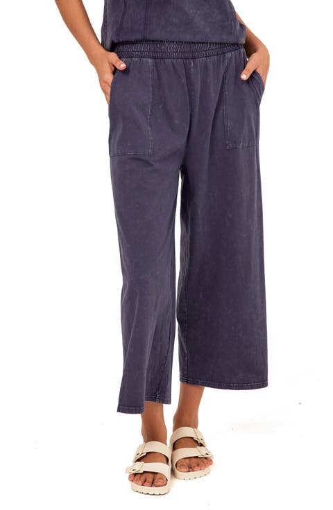 Alva Mineral Wash Pull-On Wide Leg Capri Pants
