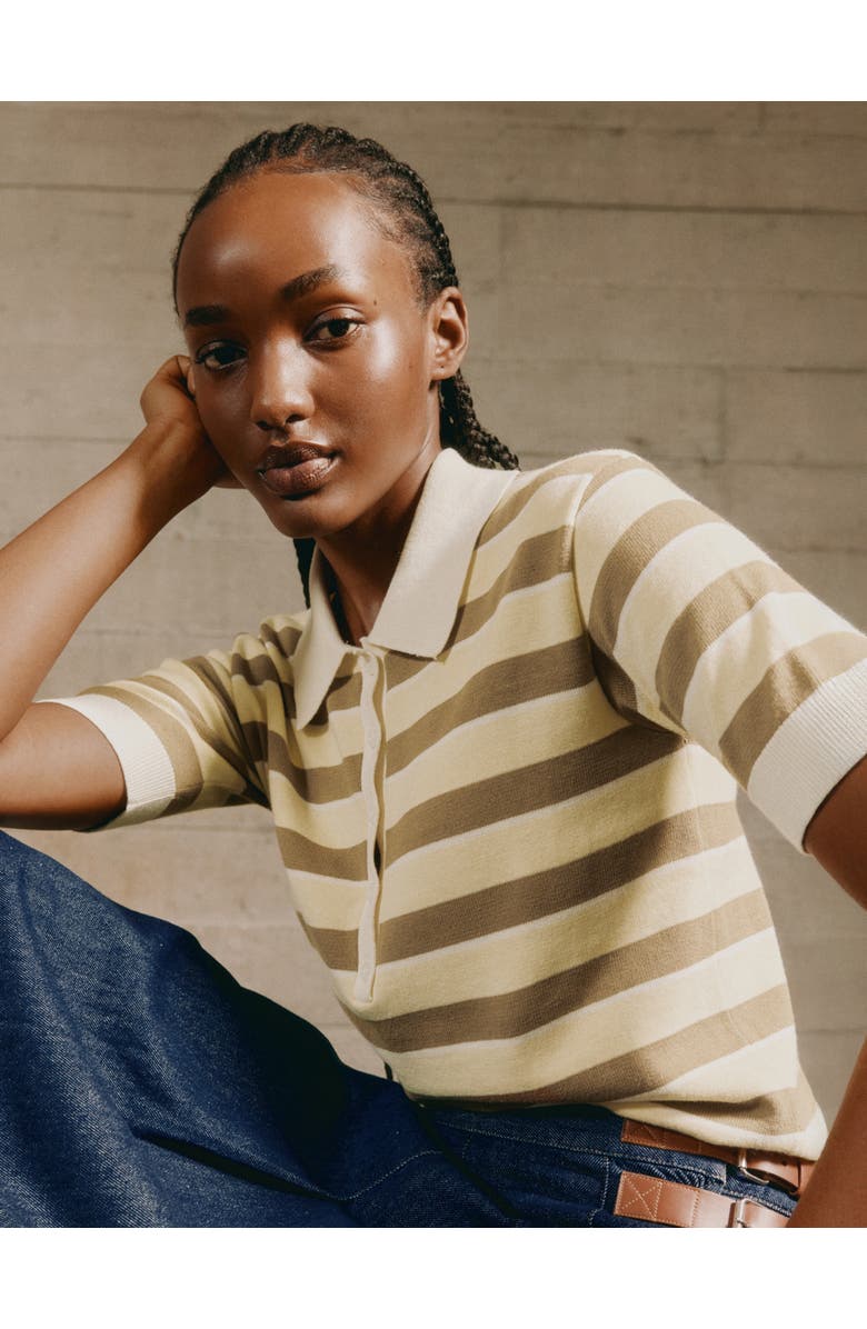 Albaray Stripe Short Sleeve Polo Shirt, Alternate, color, Lemon