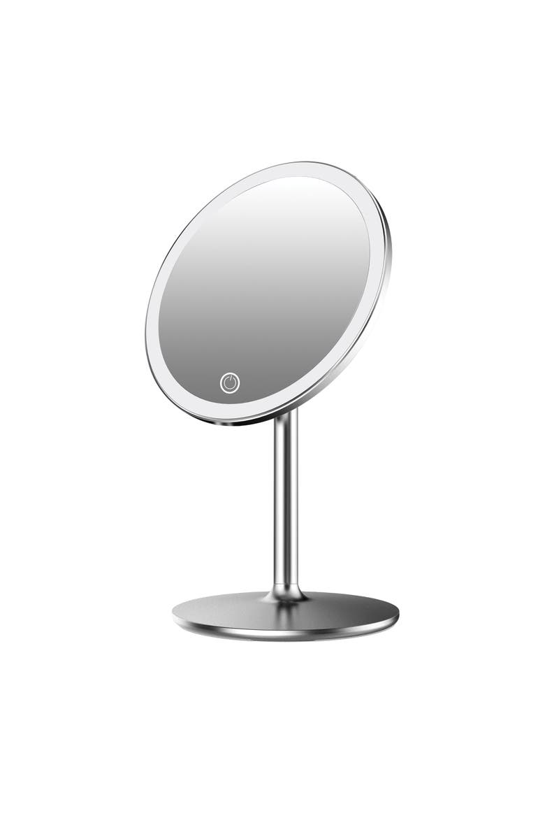 Luxe Tri-Tone LED Makeup Mirror, Alternate, color, Silver