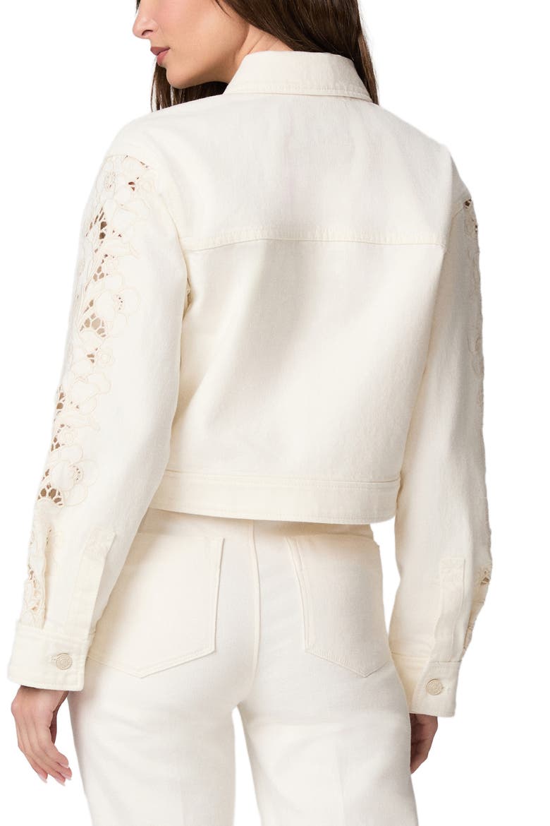 Michele Embroidered Sleeve Crop Denim Jacket, Alternate, color, TONAL ECRU