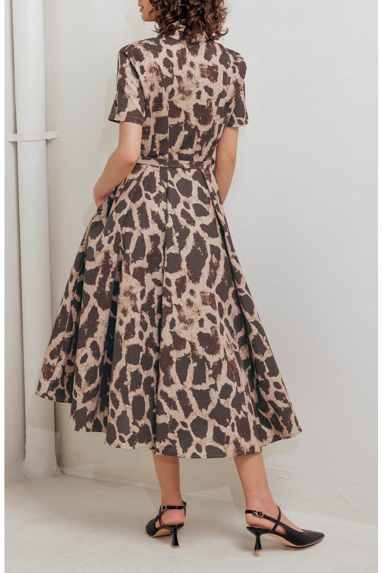 Animal Print A-Line Midi Dress, Alternate, color, BROWN MULTI