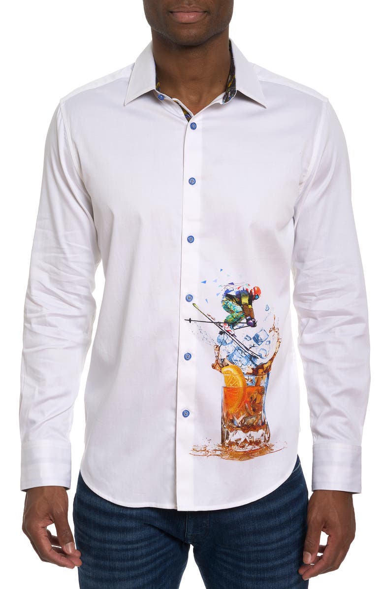 Robert Graham Après Ski Stretch Cotton Graphic Button-Up Shirt, Main, color, 