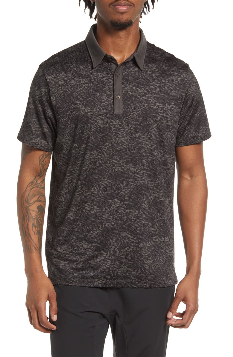 Z by Zella Pace Short Sleeve Printed Polo, Main, color, 