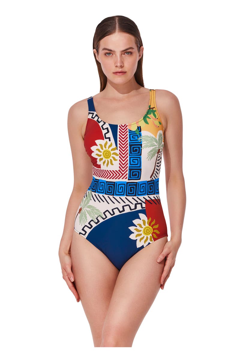 Positano Scoop Neck One Piece, Main, color, Multi
