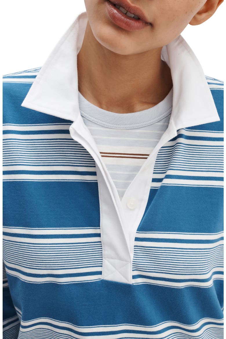 Kelly Stripe Long Sleeve Cotton Polo, Alternate, color, BLUE MULTI