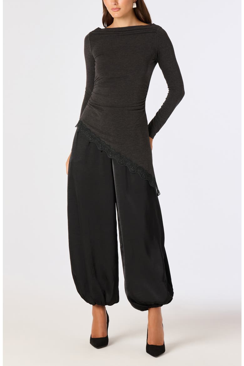 Airen Satin Jogger Pants, Alternate, color, BLACK