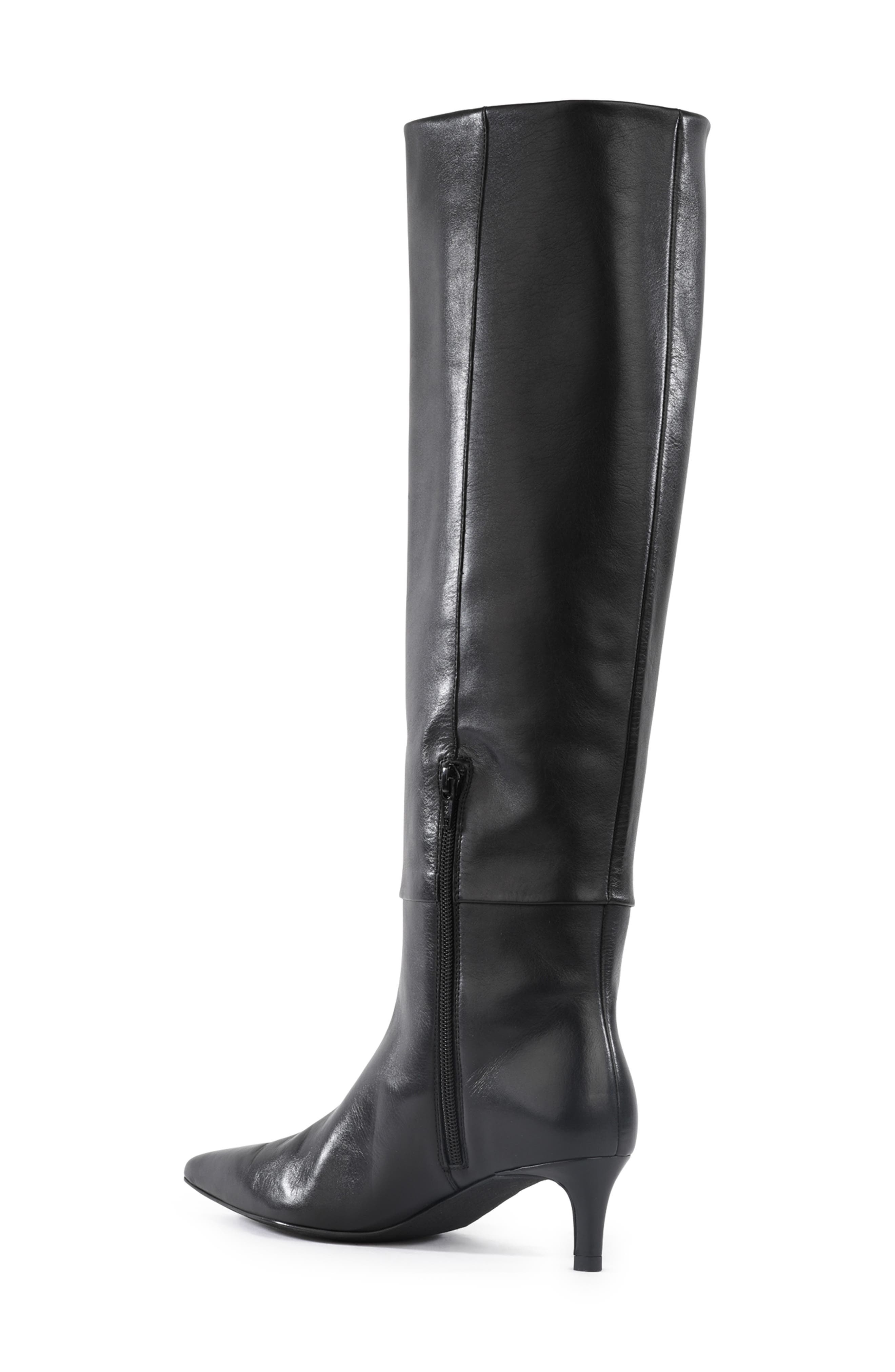 Seychelles Rose Pointed Toe Over the Knee Kitten Heel Boot, Alternate, color, Black Leather