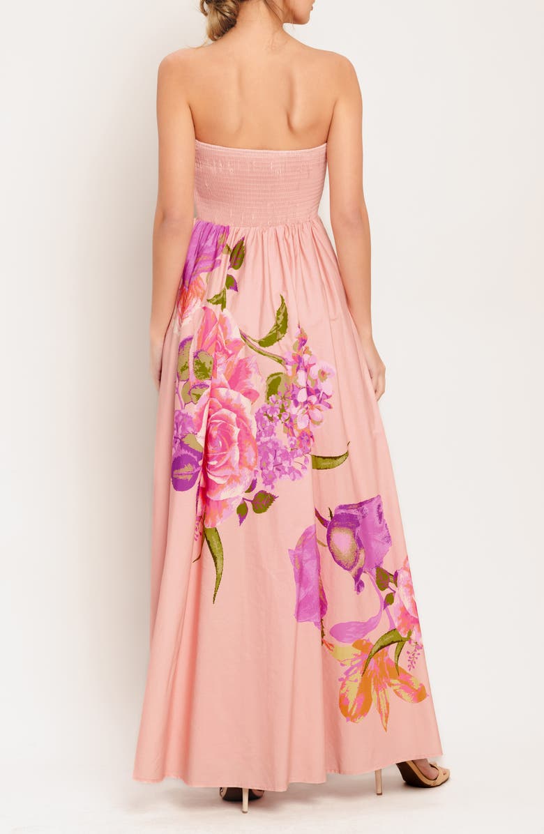 FLYING TOMATO Print Strapless Cotton Maxi Dress, Alternate, color, Light Pink