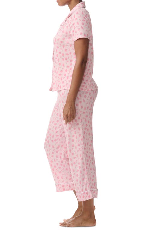 Splendid Notch Collar Crop Pajamas In Pop Berry