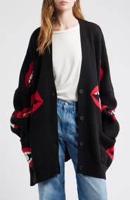 Dressed in Lala Smoking Mouth Oversize Cardigan