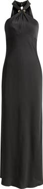 Vince Camuto Satin Halter Gown