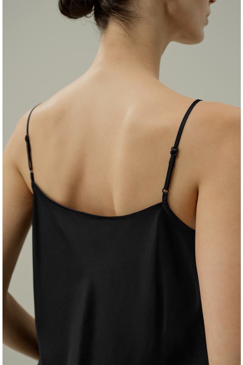 Women's Bias Cut Lace-Trimmed Silk Camisole, Alternate, color, Black