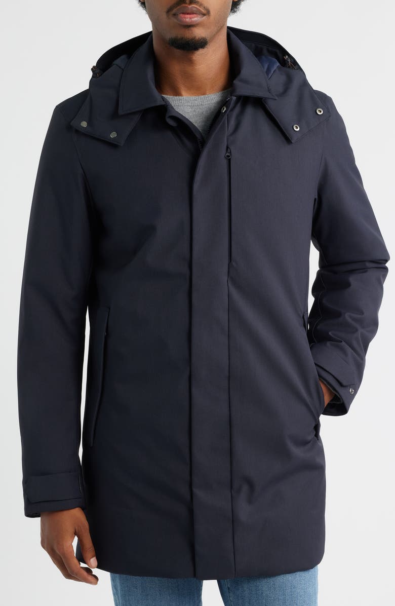 Save The Duck Sid Twill Jacket with Removable Hood, Alternate, color, Blue Black